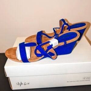 NIB Style & Co. Women's Blue Wedge Sandals